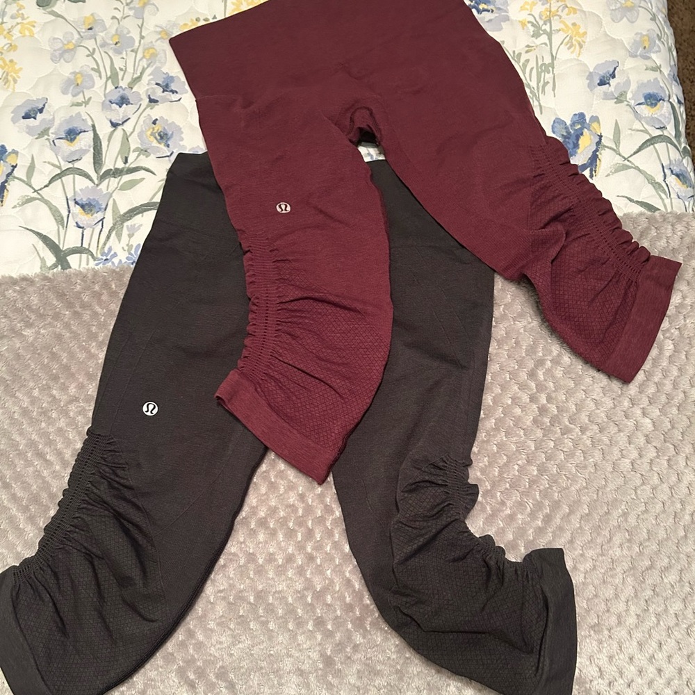 lululemon athletica Burgundy and Black Leggings